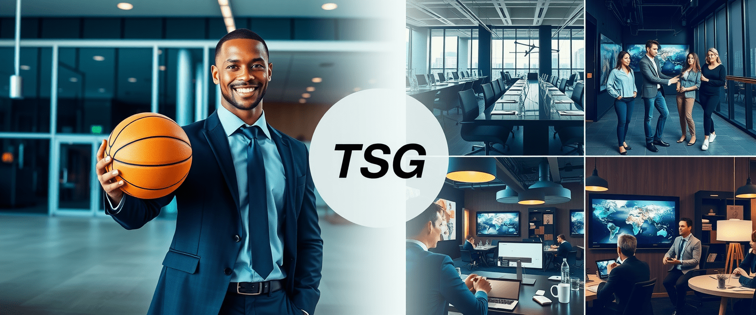 "Professional business collage showing diverse network of services,